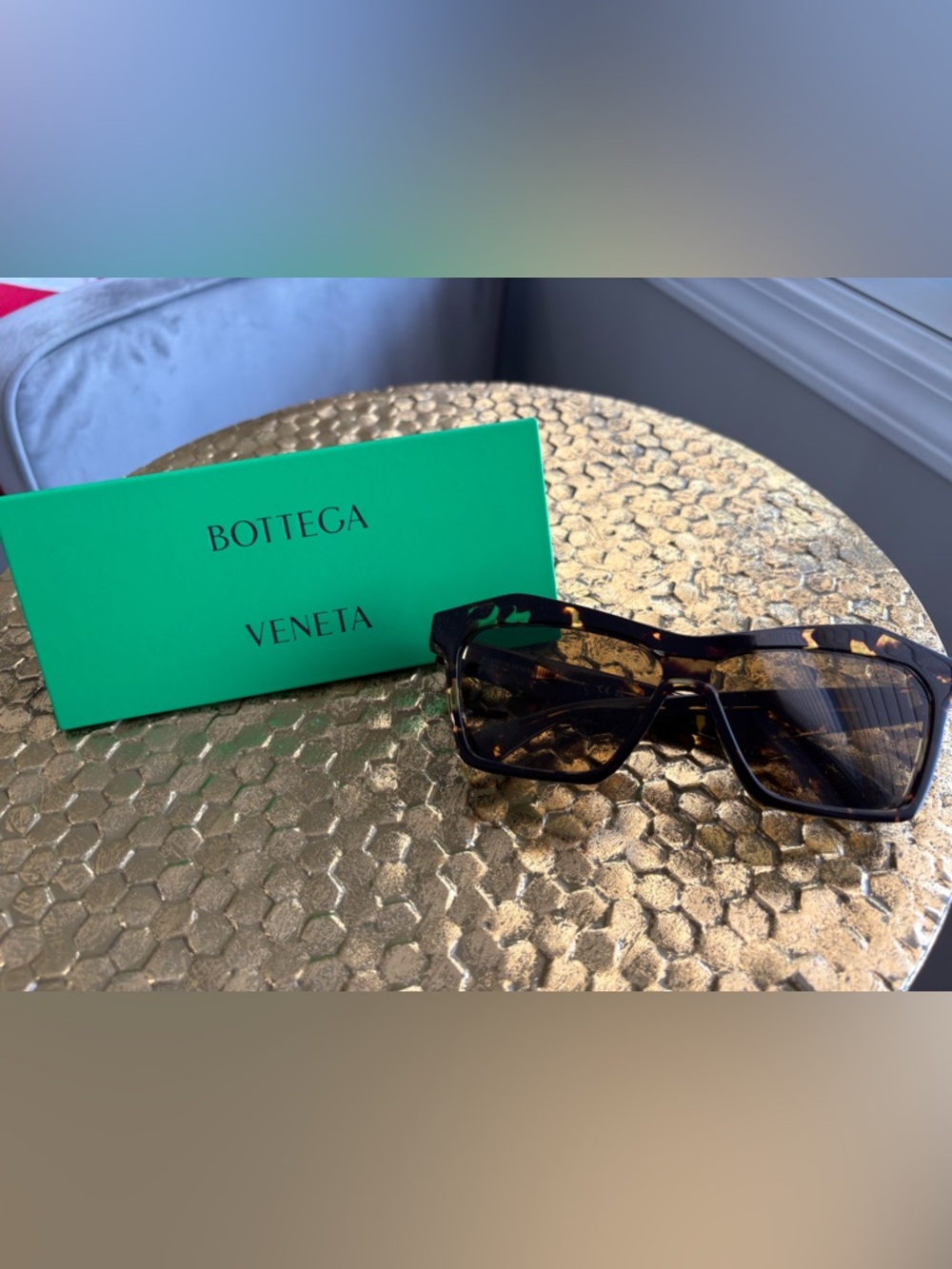 Bottega Veneta Tortoiseshell Rectangular Sunglasses - Brown/Black